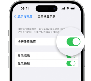 鄂尔多斯苹果15预约维修分享iPhone15如何设置全天候显示屏幕可见 