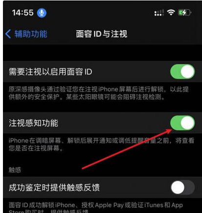 鄂尔多斯苹果14维修网点分享iPhone14注视感知功能有什么用 